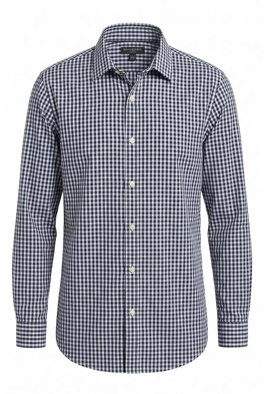 Banana Republic Non-Iron Tailored Slim Fit Gingham Dress Shirt #1324
